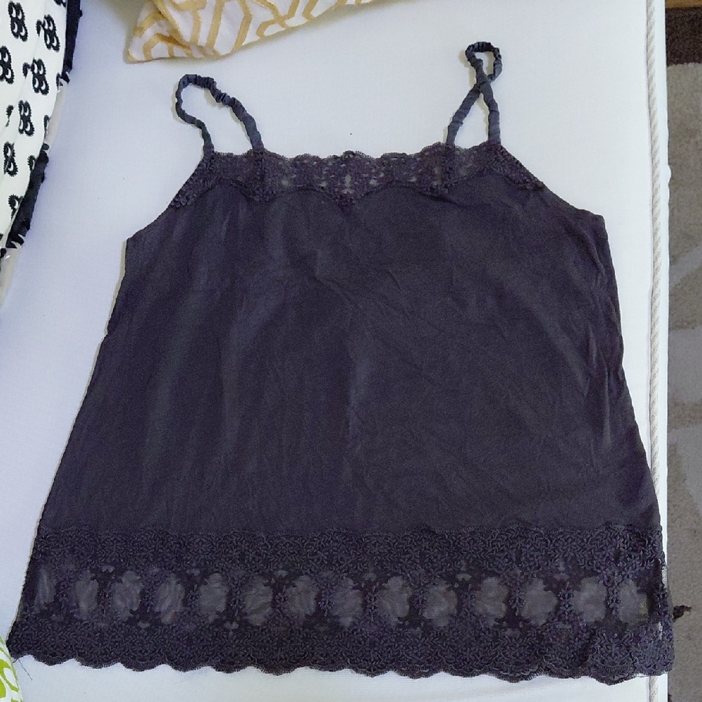 American Eagle Outfitters Lace Trim Cami - Charcoal